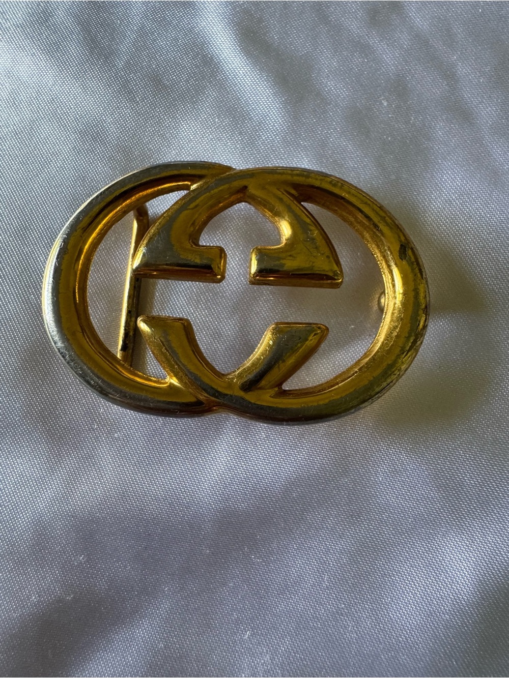 Gucci Vintage Gold Double G Logo Brooch